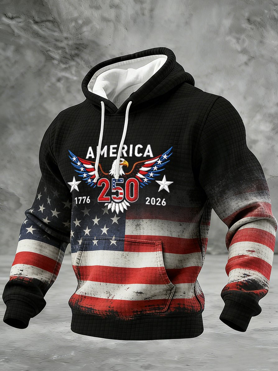 Eagle America 250 Years Anniversary Hoodie USA Flag 1776 2026 Clothing Patriotic Gifts For Men
