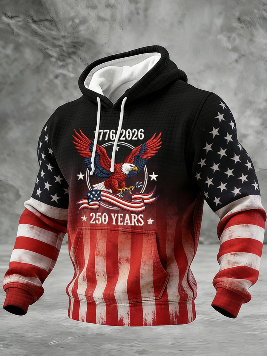 Eagle America 250 Years Anniversary Hoodie USA Flag 1776 2026 Fourth Of July Clothes Him Gifts