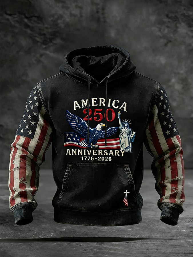 Eagle America 250 Years Anniversary Hoodie USA Flag 1776 2026 Merch Patriotic Gifts For Men
