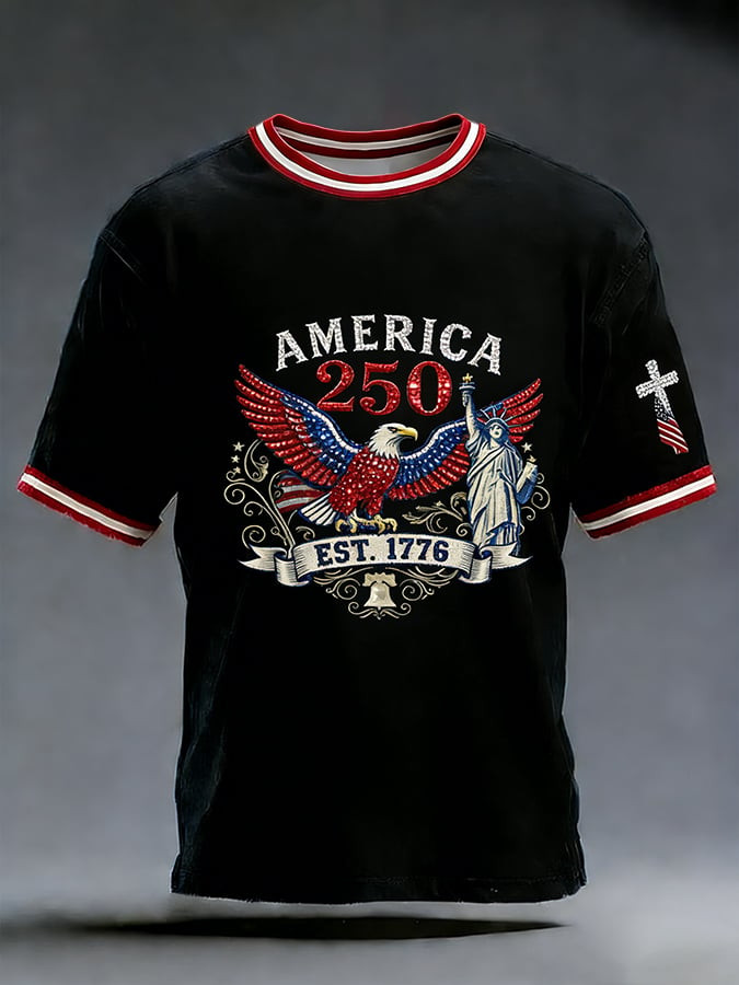 Eagle America 250 Years Anniversary T-Shirt Faith Cross USA Flag 4Th Of July Apparel Eagle America 250 Years Anniversary T-Shirt Faith Cross USA Flag 4Th Of July Apparel