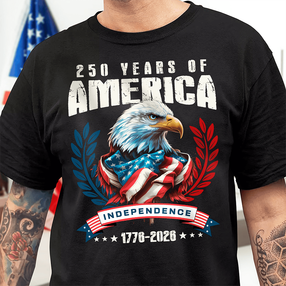 Eagle America 250 Years Eagle PatrioticT-Shirt Fourth Of July Clothes Gift For Men