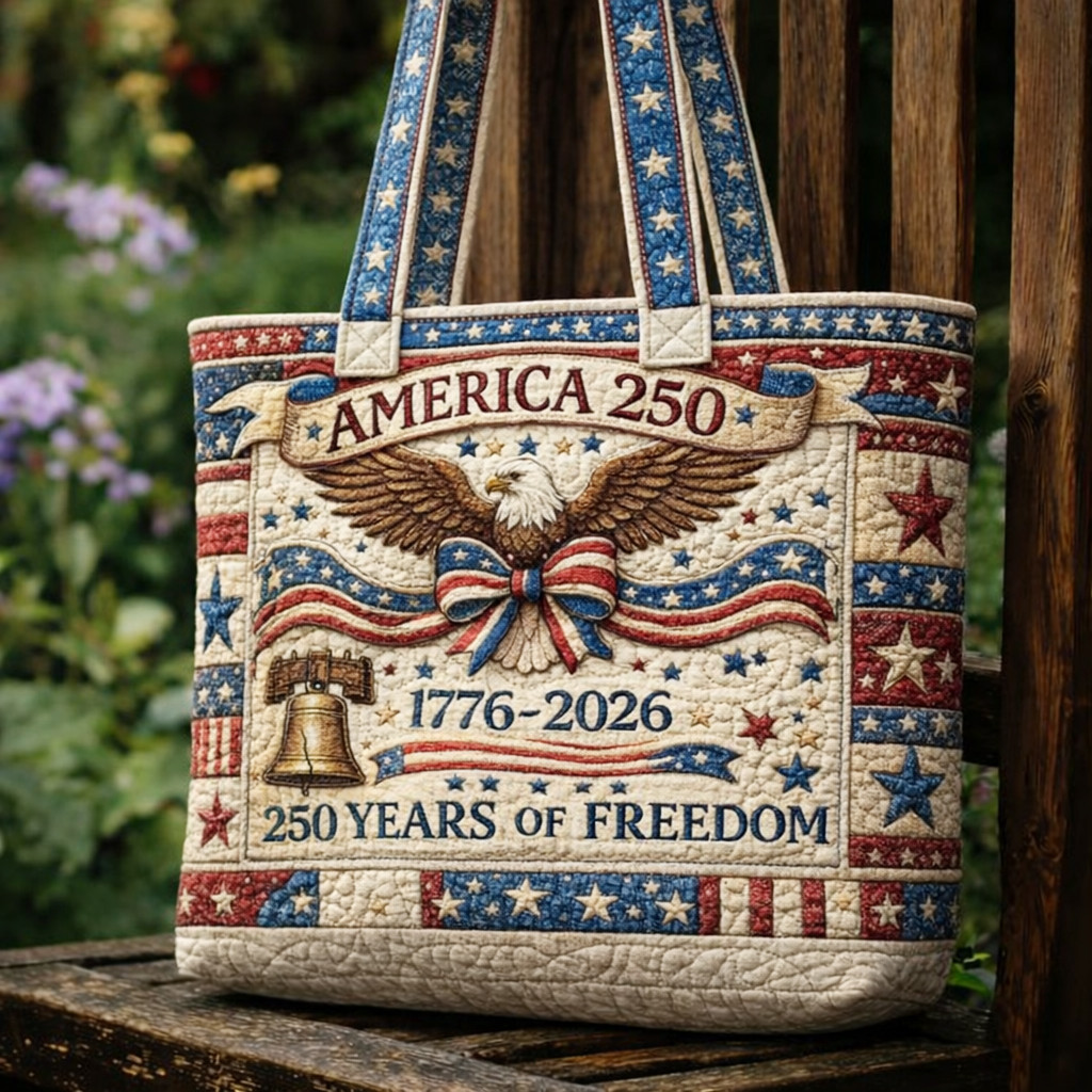 Eagle America 250 Years Of Freedom 1776 2026 Quilt Tote Bag Semiquincentennial Gift Ideas