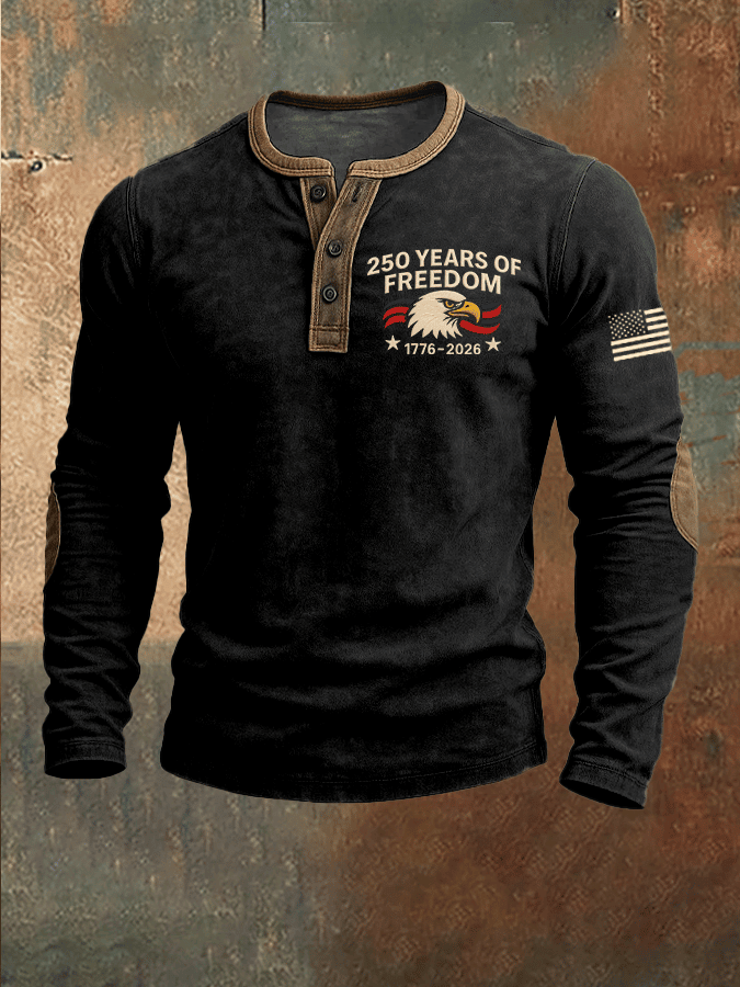 Eagle America 250 Years Of Freedom Henley Shirt 1776 2026 Fourth Of July Apparel