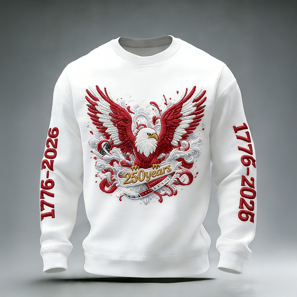 Eagle America 250 Years Strong 1776 2026 Long Sleeve Shirt Fourth Of July Apparel