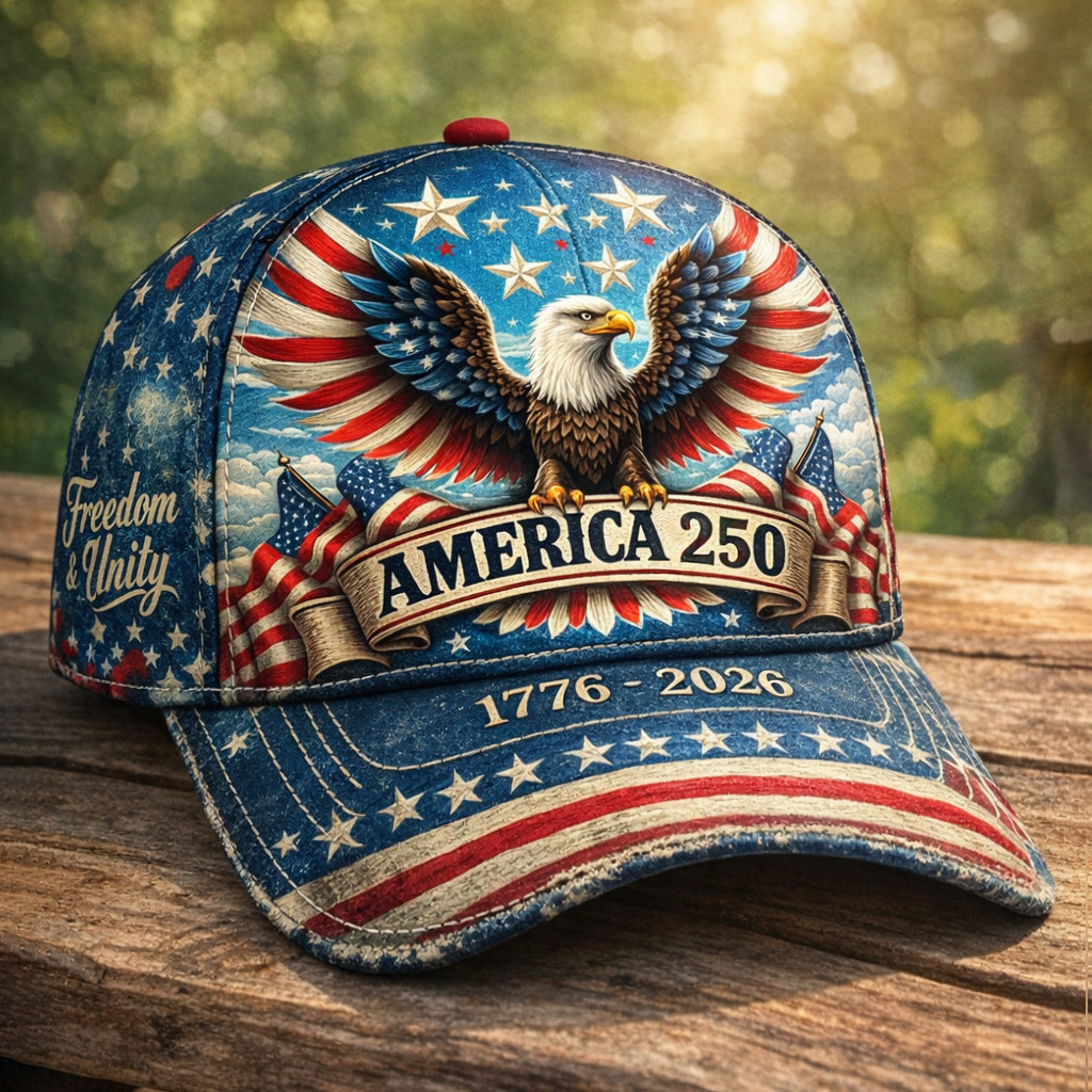 Eagle America 250th Anniversary 1776 2026 Hat American Flag Art Cap Unique Gift Ideas