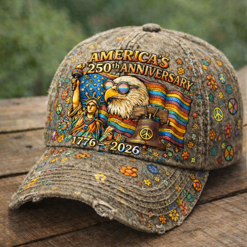 Eagle America 250th Anniversary 1776 2026 Hippie Art Hat Statue Of Liberty July 4 Cap
