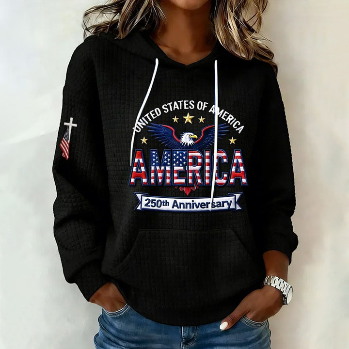 Eagle America 250th Anniversary 1776 2026 Hoodie July 4th Apparel Gift Ideas For Her