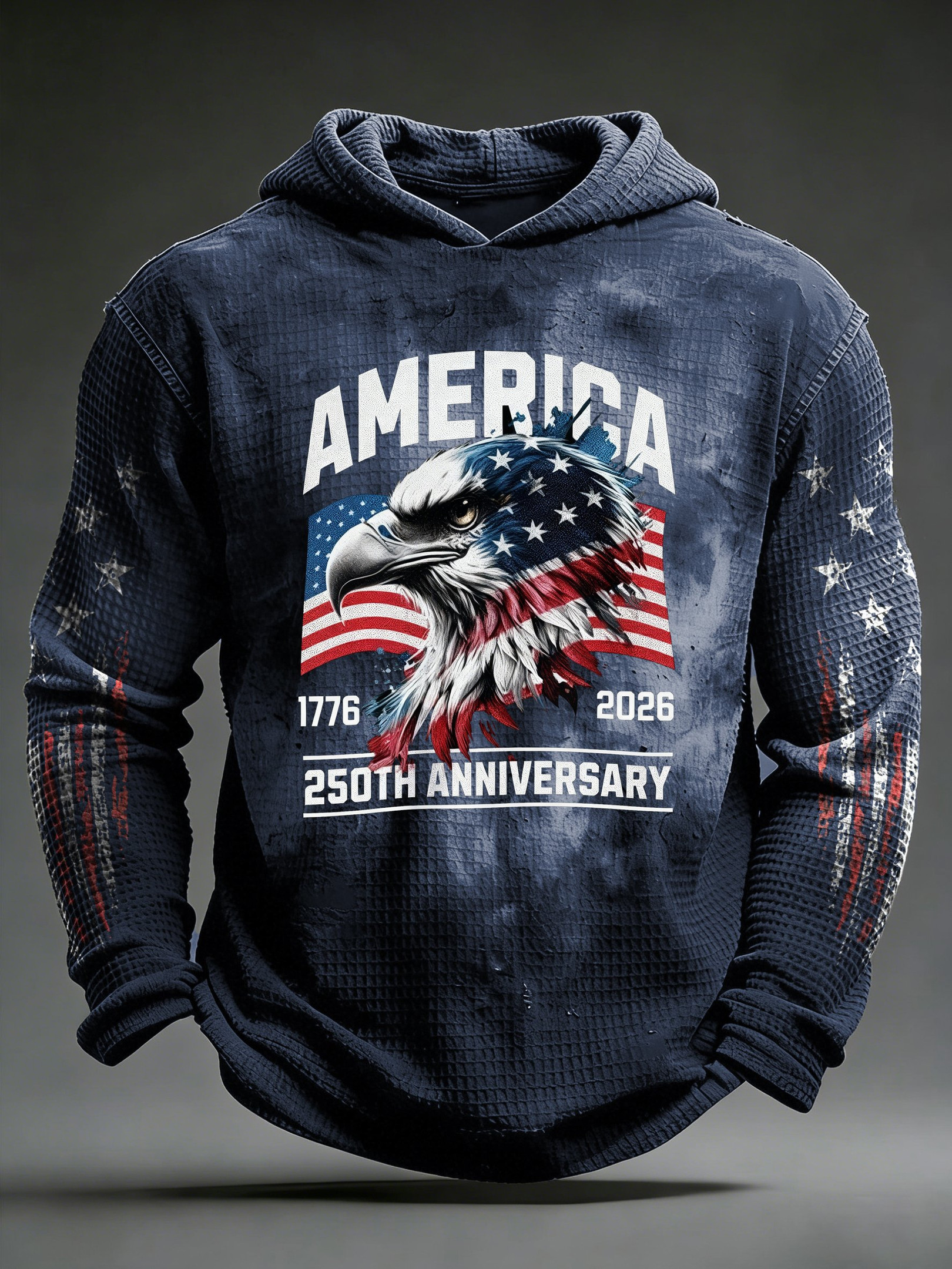 Eagle America 250th Anniversary 1776 2026 Hoodie USA Flag Patriotic Mens Hoodies