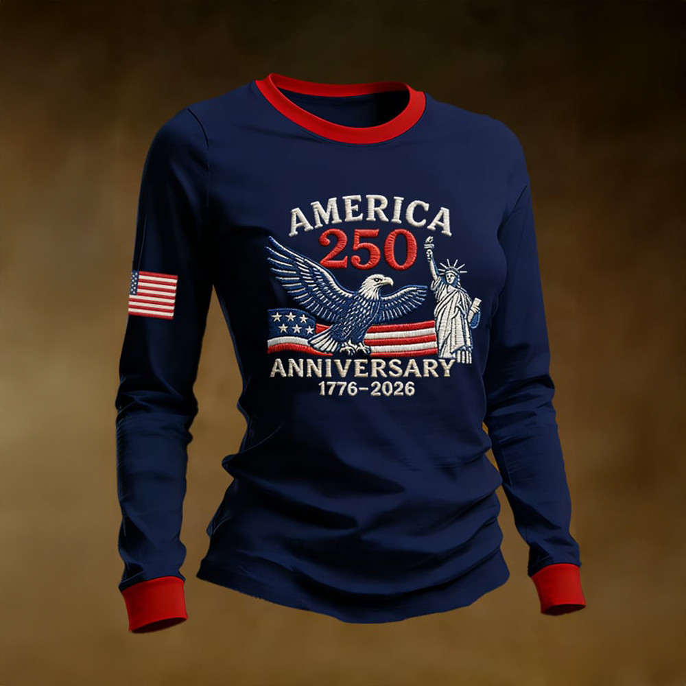 Eagle America 250Th Anniversary 1776 2026 Long Sleeve Shirt Patriotic Apaprel Gift Ideas For Her