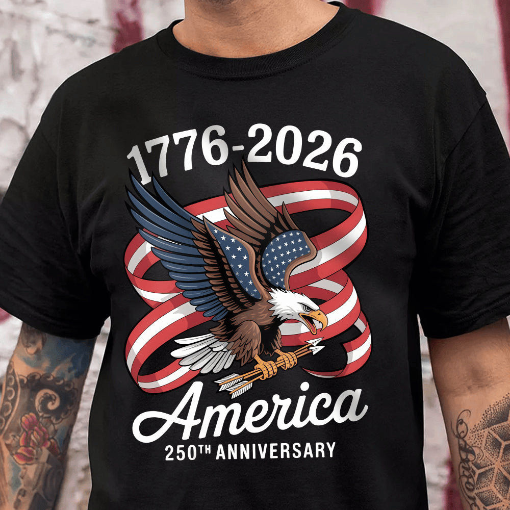 Eagle America 250th Anniversary 1776 2026 T-Shirt Fourth Of July Clothes Gift For Husband