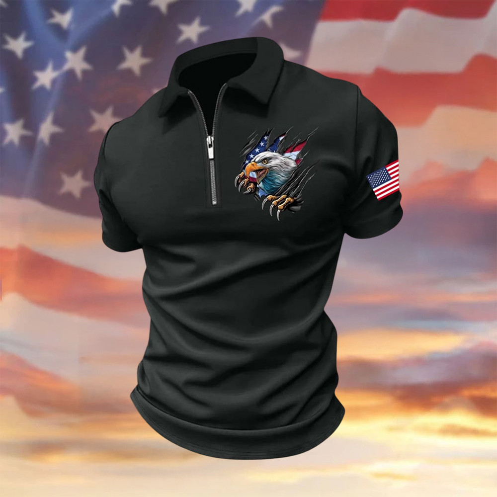 Eagle America 250th Anniversary 1776 2026 Zip Polo Shirt 4Th Of July Outfits Independence Day Gift