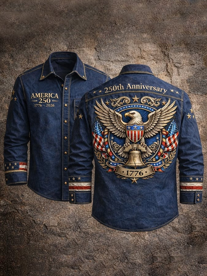 Eagle America 250th Anniversary Button Up Long Sleeve Shirt 1776 2026 Best 4Th Of July Apparel