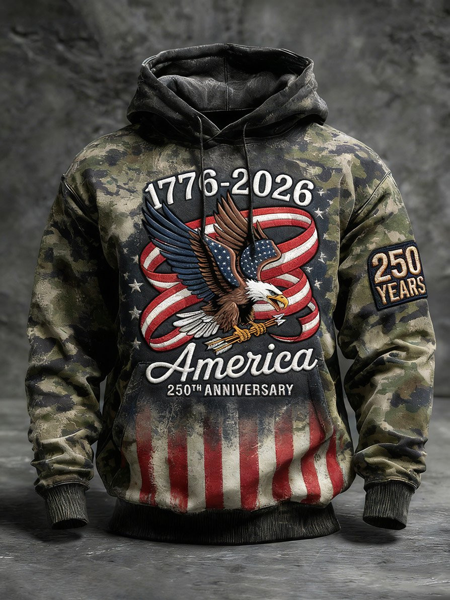 Eagle America 250th Anniversary Hoodie Camo 1776 2026 Patriotic Apparel Gifts For Him