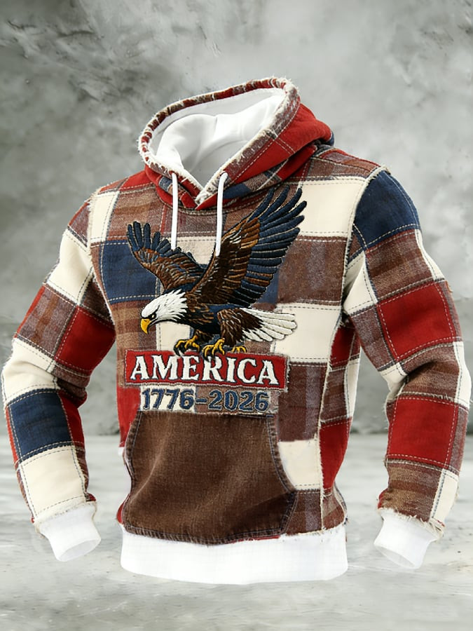 Eagle America 250th Anniversary Hoodie Patchwork 1776 2026 Merch Gifts For Patriots Dad