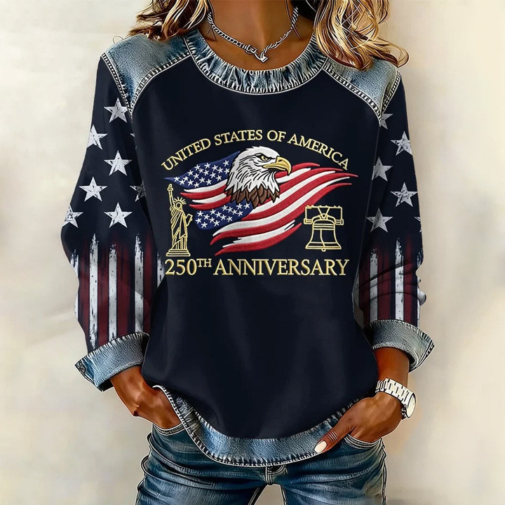 Eagle America Celebrates 250Th Anniversary Sweatshirt Statue Of Liberty Apparel 4th Of July Gift
