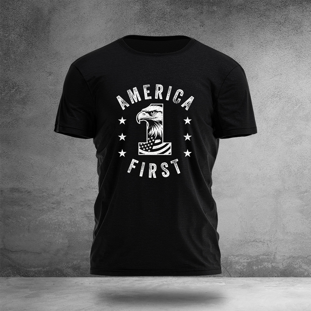 Eagle America First 1 T-Shirt Political Themed Clothes Unique Gifts For Patriots