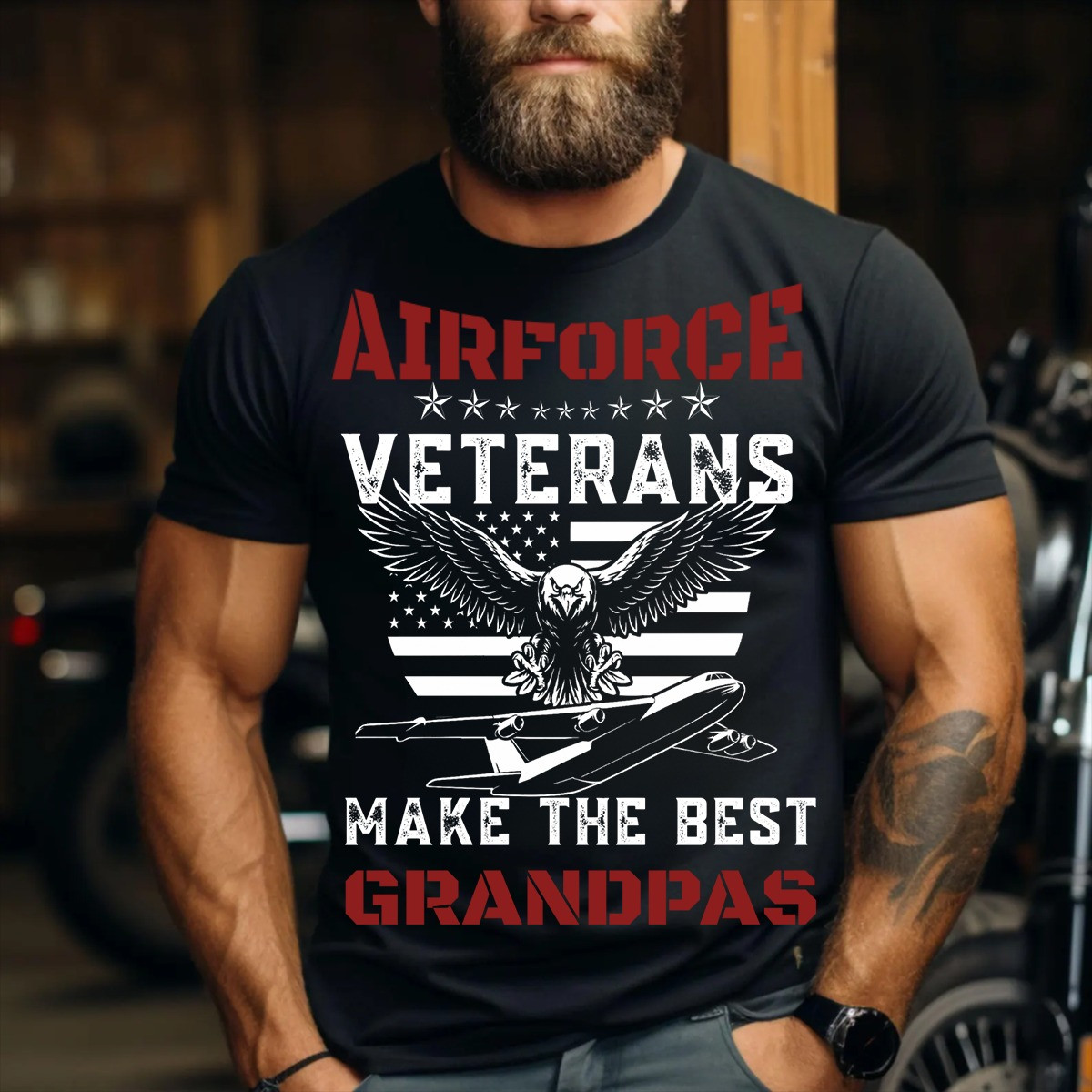 Eagle America Flag U.S. Airforce Veterans Shirt Make The Best Grandpas Proud Military Gift
