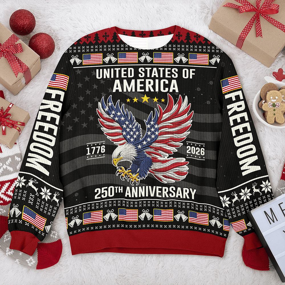 Eagle America Freedom 250 Years Ugly Sweater Freedom Merch Fourth Of July Gifts