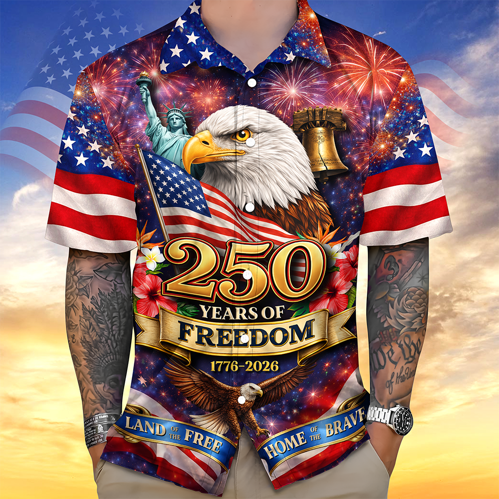 Eagle America Land Of The Free Home Of The Brave Hawaiian Shirt July 4th Clothes Gift For Men