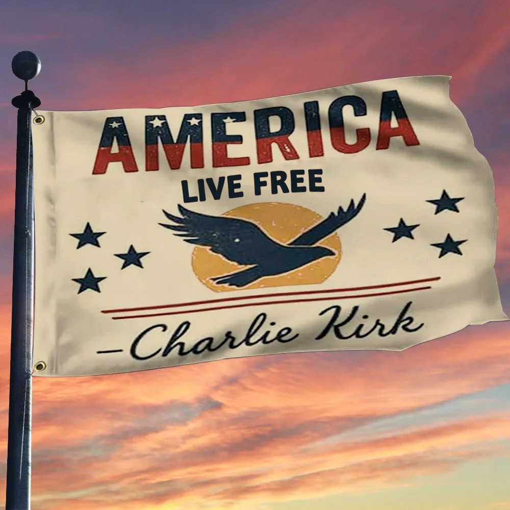 Eagle America Live Free Flag Charlie Kirk Patriotic Outdoor Banner Gifts For Fans