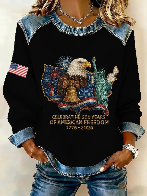 Eagle American 250th Anniversary 1776 2026 Sweatshirt American Flag Clothing Unique Gifts For Her