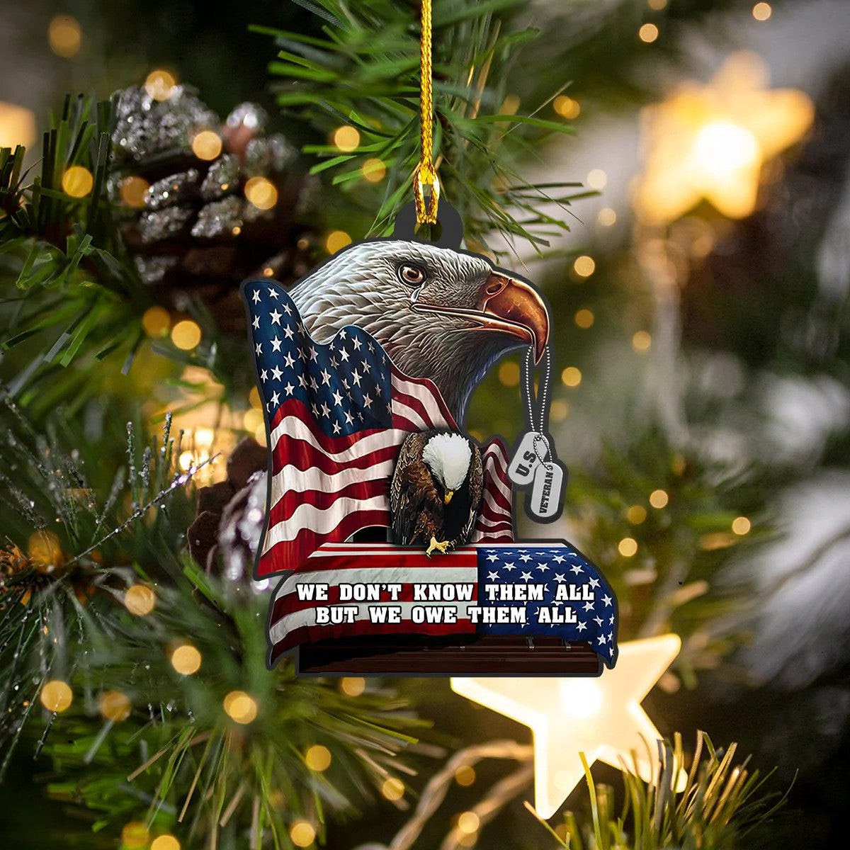 Eagle American Flag US Veteran Ornament for Veteran's Day Gift for Dad Acrylic Ornament