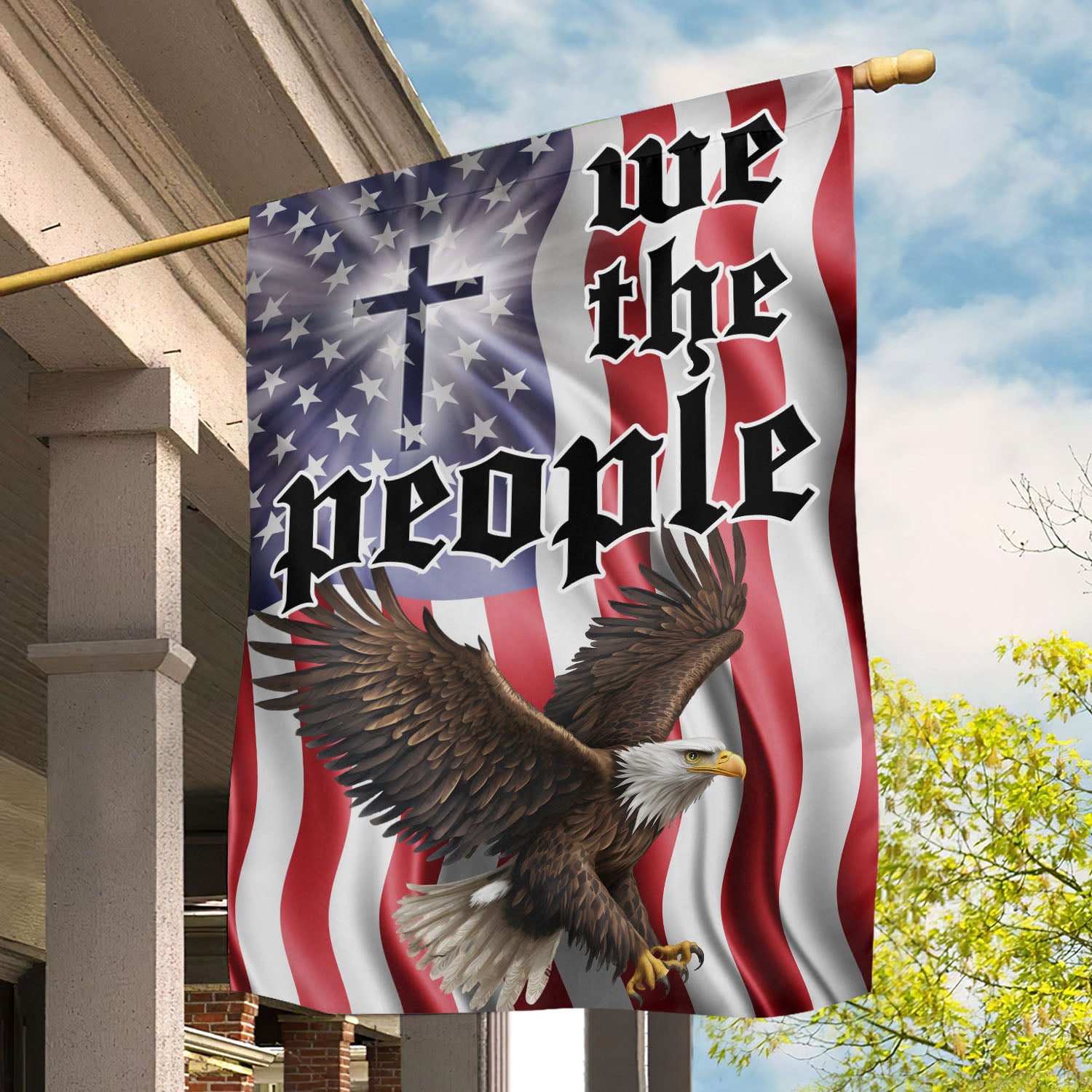 Eagle American Flag We The People Believe In Jesus Yard Flag Gift For Eagle Lovers