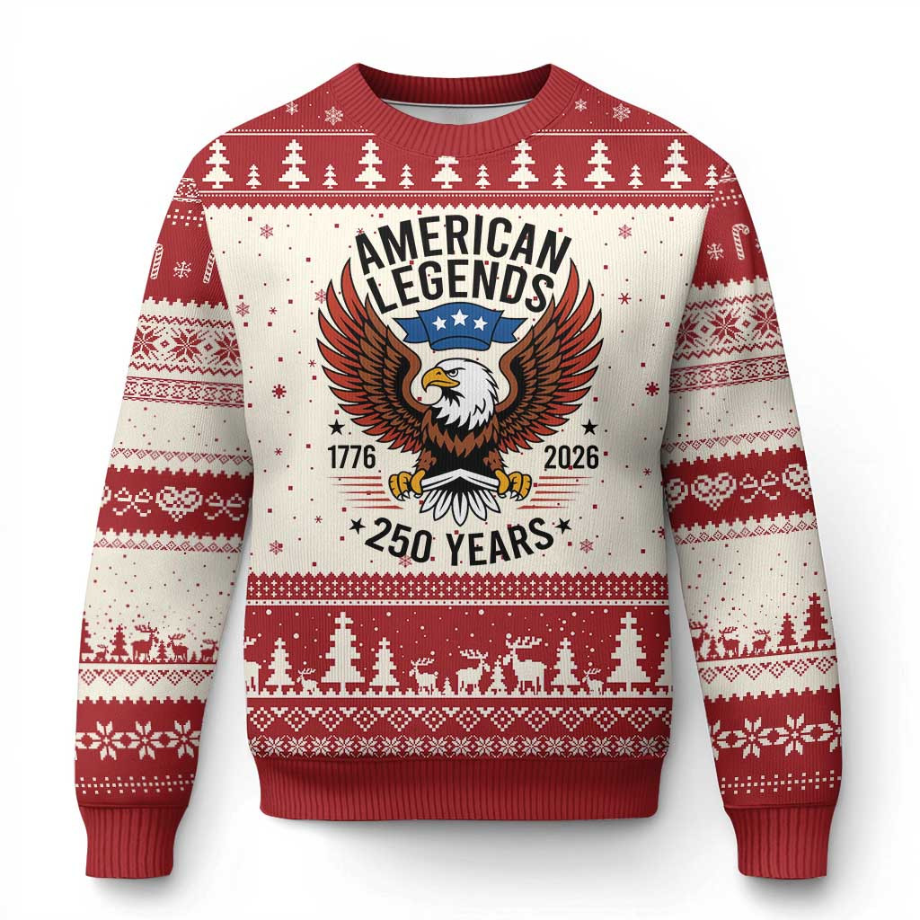 Eagle American Legends Ugly Christmas Sweater 250 Years Jumper Patriotic Eagle Gifts