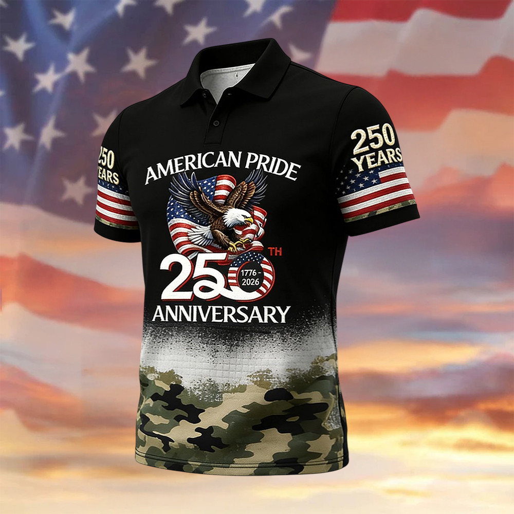 Eagle American Pride 250th Anniversary 1776 2026 Polo Shirt American 250 Years Birthday Merch