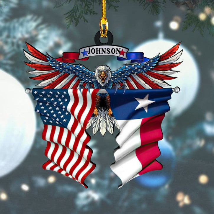 Eagle American Texas Flag Acrylic Ornament for Texas Man Texas Woman