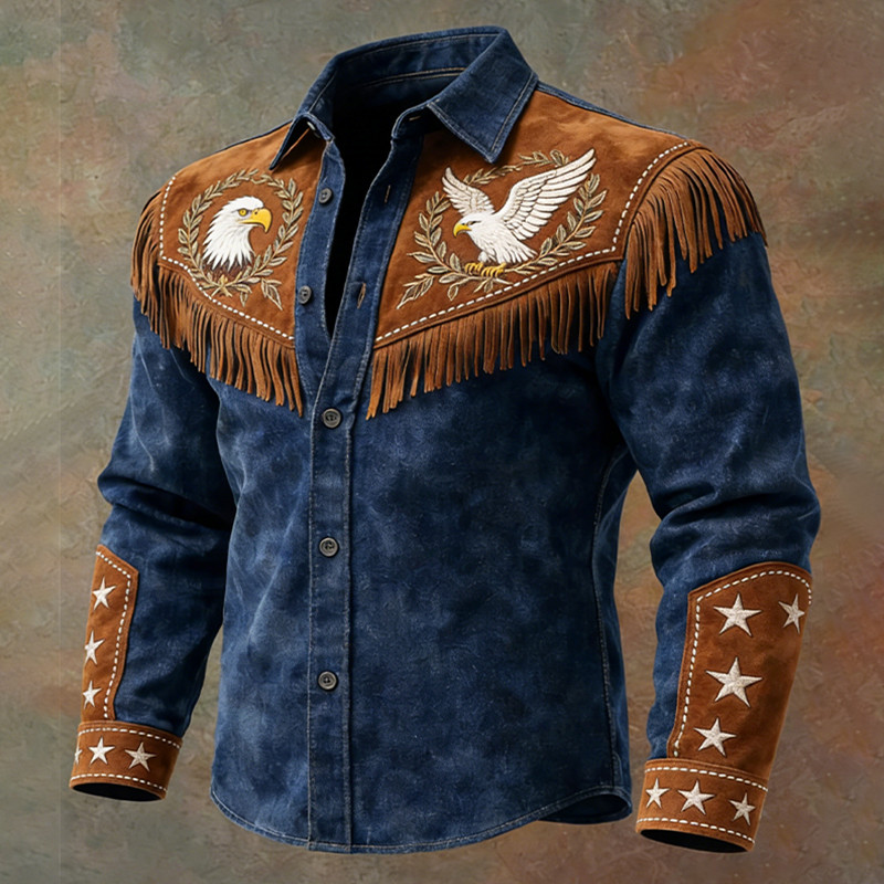 Eagle American Vintage Button Up Long Sleeve Shirt Patriotic Apparel Gift Ideas For Husband