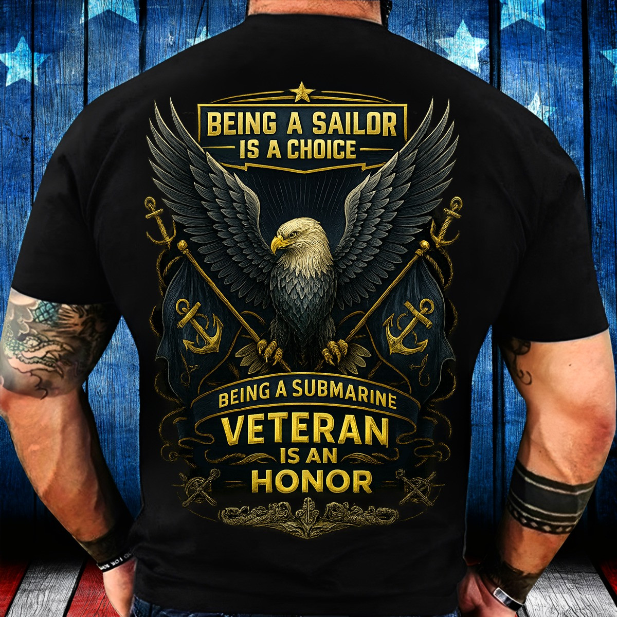 Eagle Anchor Flag Submarine Veteran T-Shirt Veteran Is An Honor Proud US Navy Sailor Tee Gifts