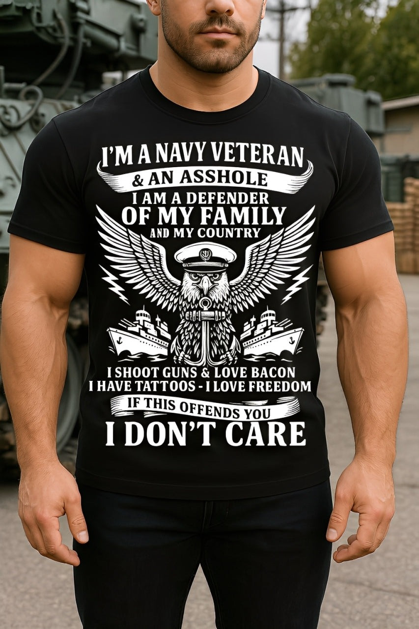 Eagle Anchor US Navy Veteran T-Shirt I Am A Defender Of My Family Patriotic Military Tee Gifts