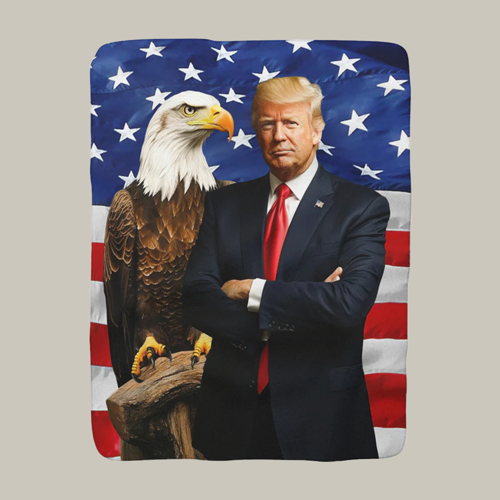 Eagle And US President Blanket American Flag Pattern Supporter Christmas Gifts
