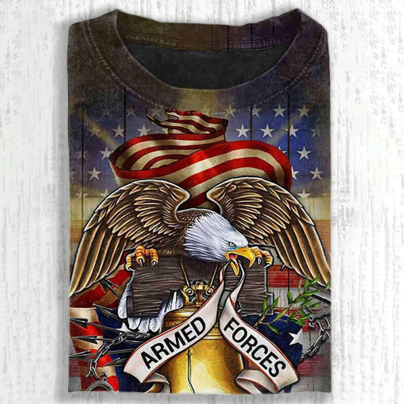 Eagle Armed Forces American Flag Art T-Shirt Proud Veteran Shirt Unique Gift For Father