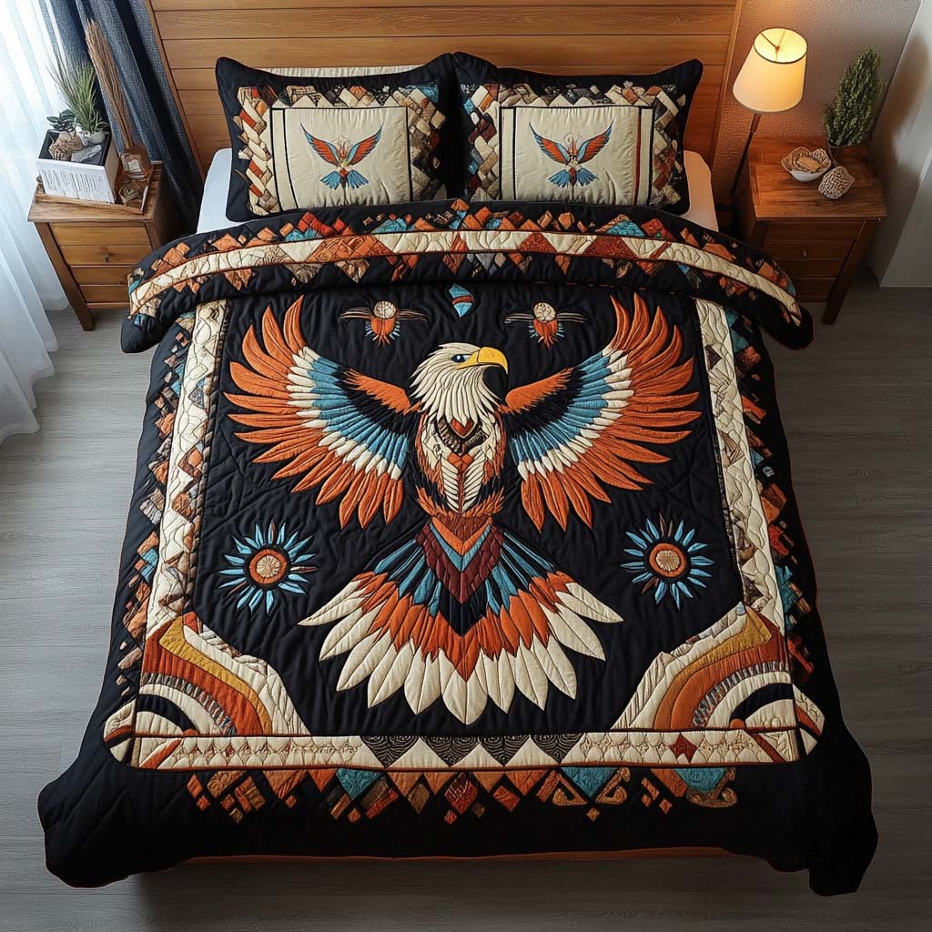 Eagle Ascend Quilted Bedding Set Bedspread Set Native American Themed Gifts