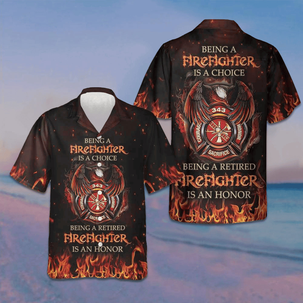 Eagle Being Retired Firefighter Is An Honor Hawaiian Shirt Gifts For Retired Firefighter