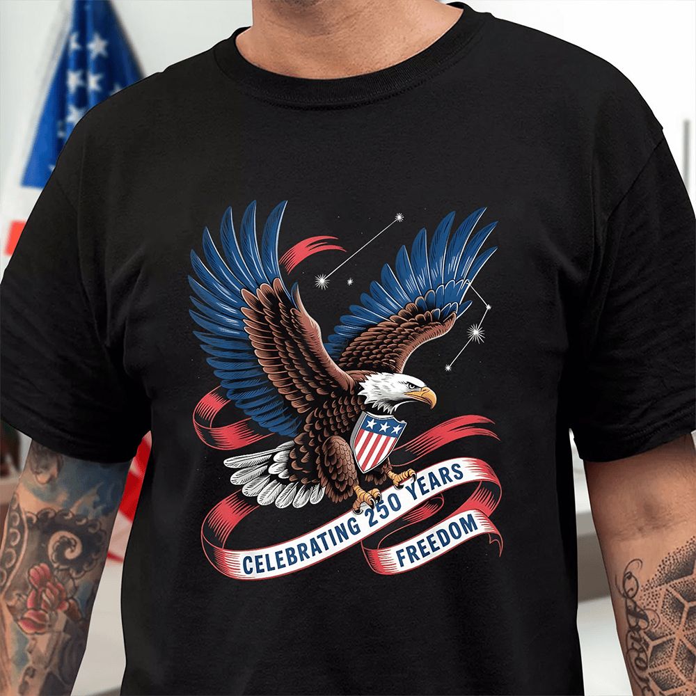 Eagle Celebrating 250 Years Freedom T-Shirt America's Birthday Clothes Gift For Men