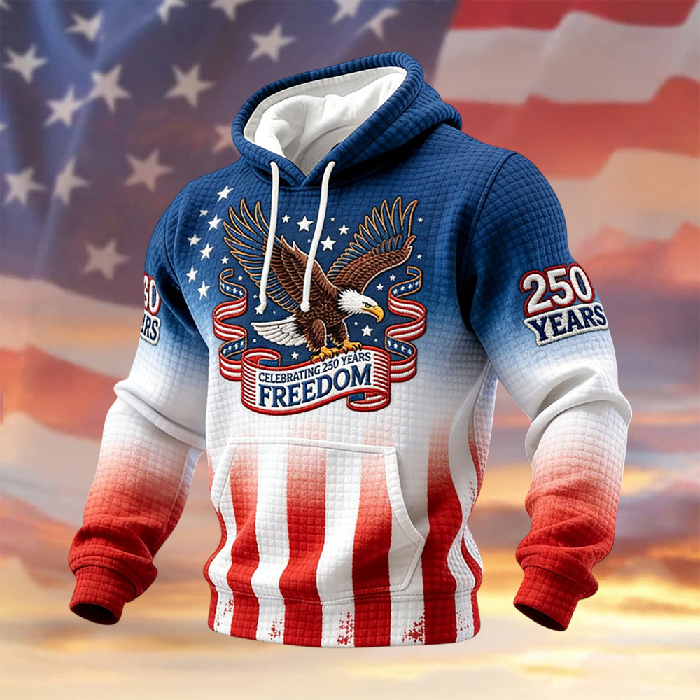 Eagle Celebrating 250 Years Of Freedom Hoodie Fourth Of July Apparel Patriotic Gift Idea