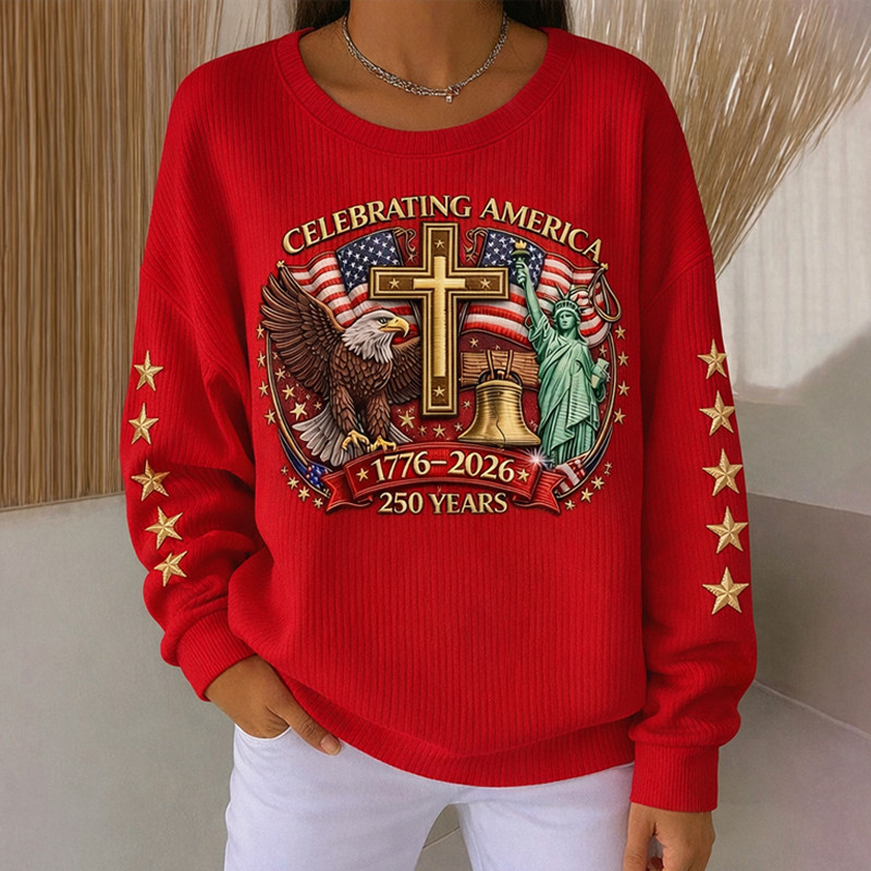 Eagle Celebrating America 250 Years Sweatshirt 1776 2026 Statue Of Liberty Apparel