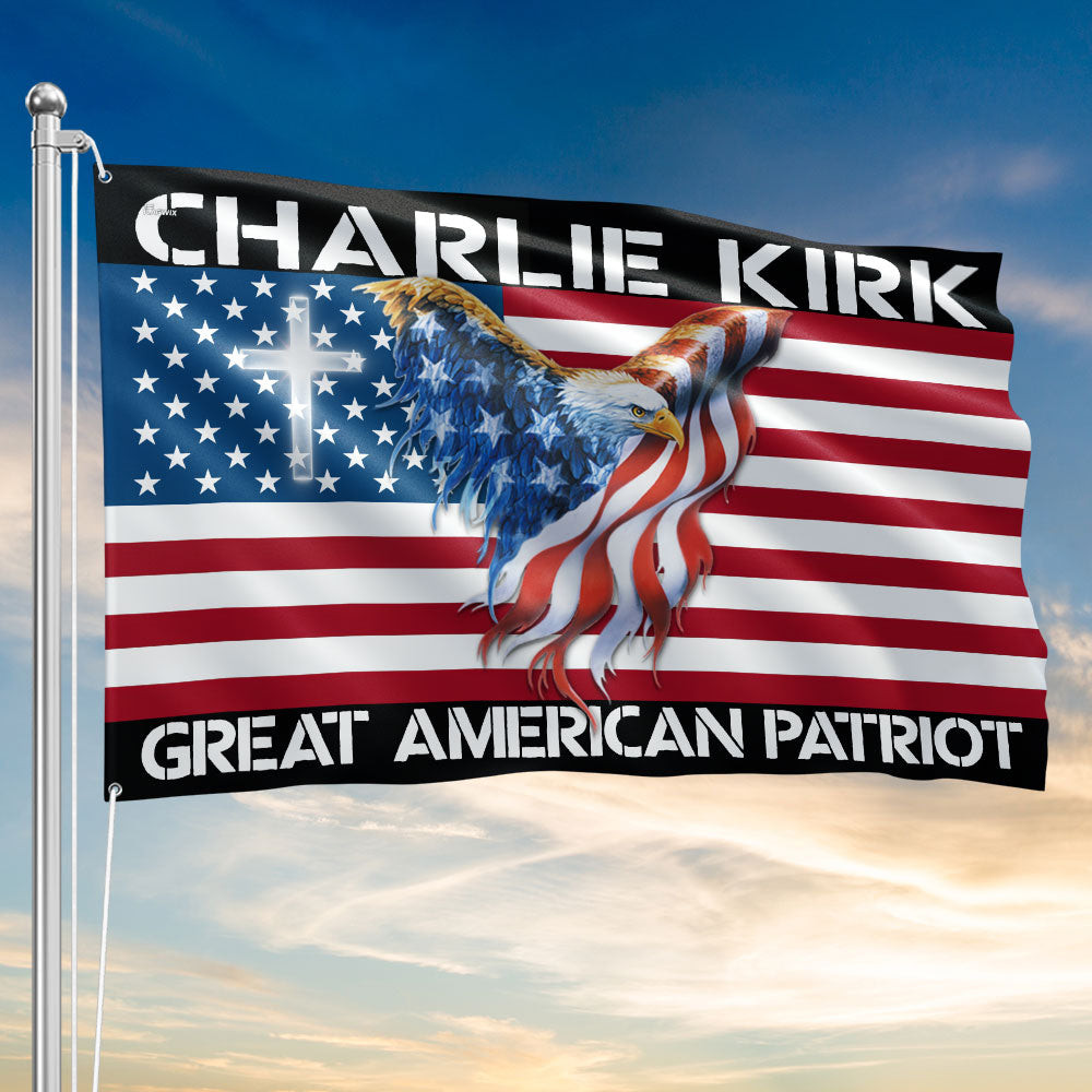 Eagle Charlie Kirk Great American Patriotic Flag Charlie Kirk TPUSA Merch Flag Gifts