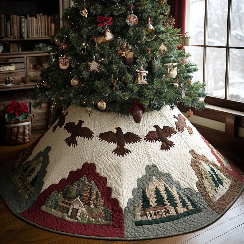 Eagle Crown Christmas Quilted Tree Skirt Christmas Decor Eagle Lover Christmas Gifts