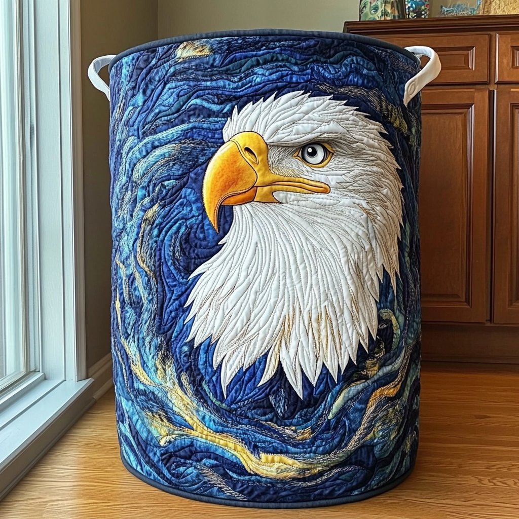 Eagle Dawn Quilted Laundry Basket Elegant Quilted Laundry Bin for Bedroom and Bathroom
