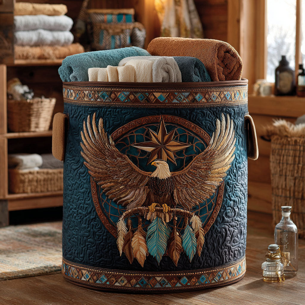 Eagle Dreams Quilted Laundry Basket Thoughtful Quilted Basket Gift for Home Essentials