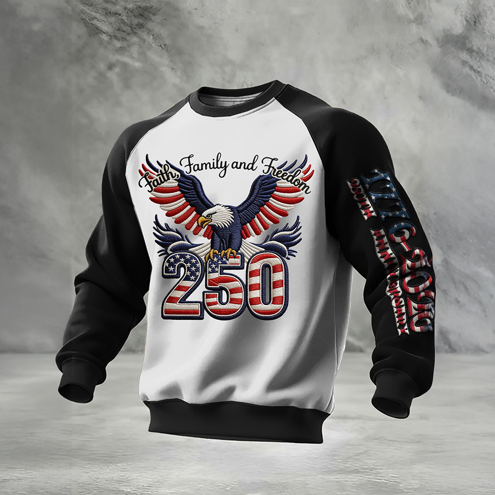 Eagle Faith Family And Freedom 1776 2026 Long Sleeve Shirt Fourth Of July Apparel Patriotic Gifts