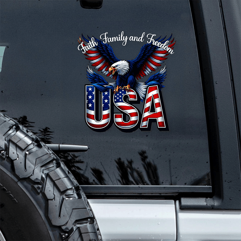 Eagle Faith Family Freedom America 250 Years Car Window Stickers America's Birthday Stickers