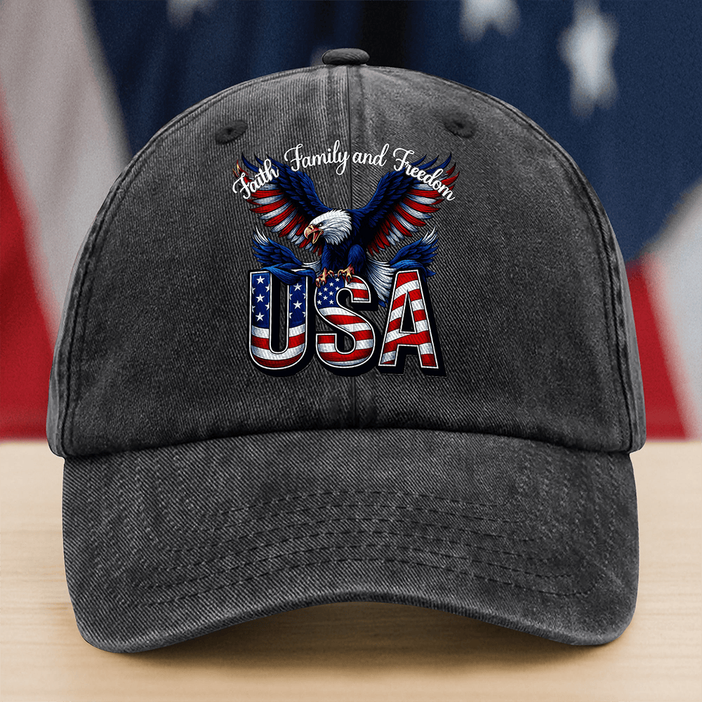 Eagle Faith Family Freedom America 250 Years Hat America's Birthday Baseball Cap