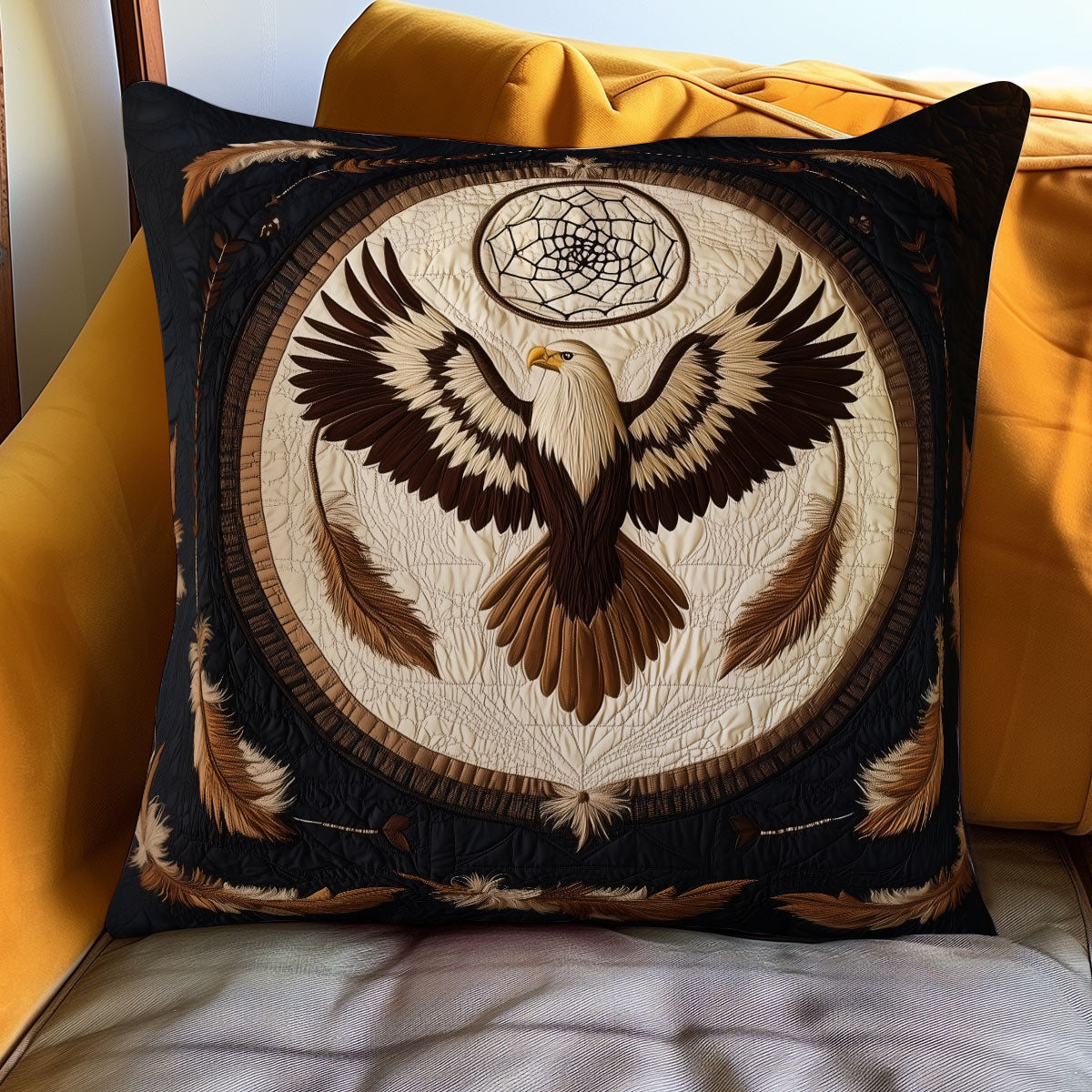 Eagle Feather Trail Quilt Pillow Case Hypoallergenic Pillow Cover for Sensitive Skin