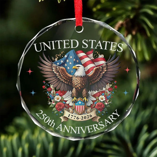 Eagle Flag 250th Anniversary Christmas Ornament American Spirit Crystal Keepsake Gifts