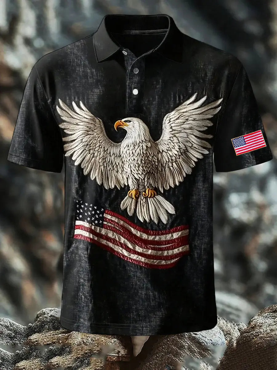 Eagle Flag Patriotic Polo Shirt for 4th of July USA Pride Gift for Freedom Lovers